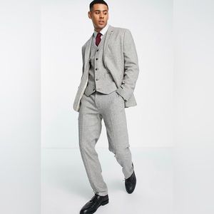 ASOS DESIGN slim wool mix suit pants in mushroom brown texture!